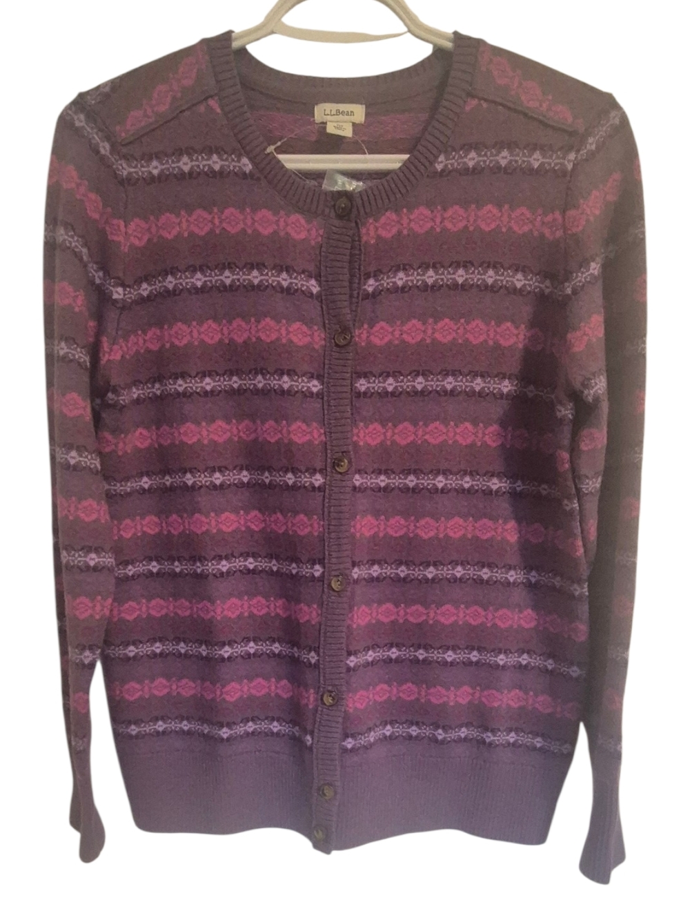 L.L.Bean Fair Isle Cardigan Sweater, Sz XS Petite
